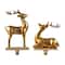 Glitzhome® Gold Standing & Sitting Reindeer Stocking Holder Set